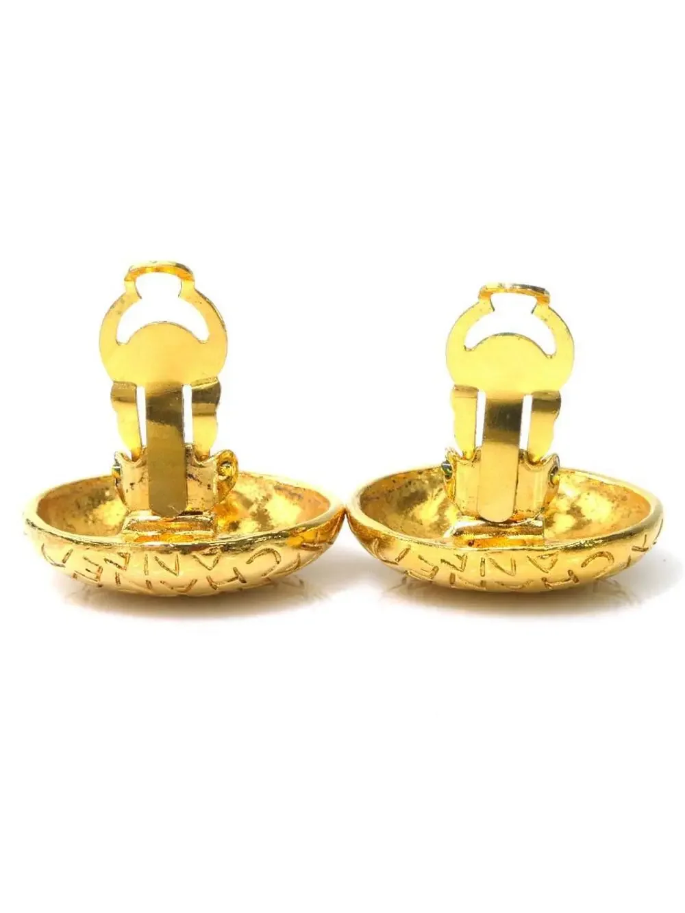 Auth Chanel Logo Clip On Earrings Gold #293942C23B